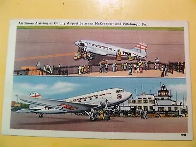County Airport McKeesport-Pittsburgh Pennsylvania Vintage Linen Postcard  • $1.99
