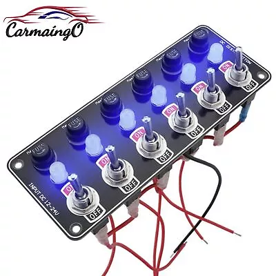 6 Gang Metal Rocker Switch Panel W/ LED Circuit Breaker Fuse Box Car Marine Boat • $28.99