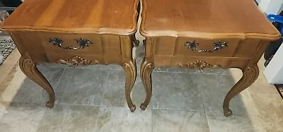 Rare Pair Of  French Provincial Style Walnut Mersman 66-2 End Tables • $199.99