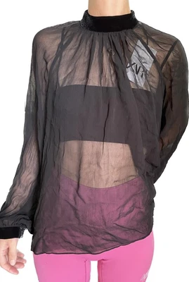 $39.95 • Buy Zara Womens M Semi Sheer Blouse W/ Top Velvet Tube Layered Black 9274/339