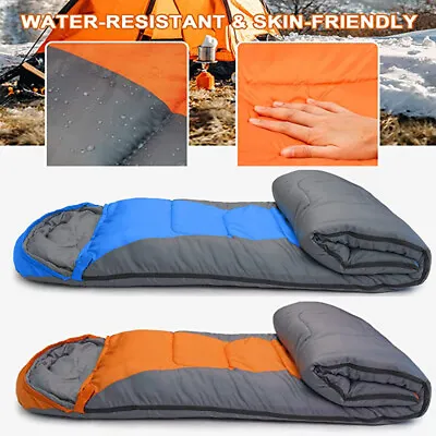 3-4 Season Single Sleeping Bags Camping Rectangular Envelope Zip Up Kids Adult • £21.84