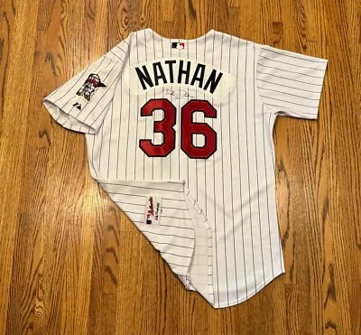 Minnesota Twins Joe Nathan Signed Majestic Authentic MLB Baseball Jersey USA 48 • $328.99