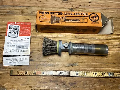 Vintage Marsh Fountain Stencil Brush Marking Tool Paint Ink Crate • $45