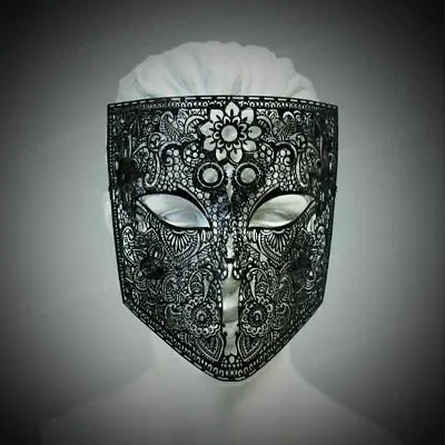Luxury Fancy Black Bauta Light Filigree Metal Venetian Masquerade Mask • $19.95