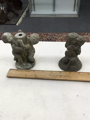 Lot Of 2 Vintage Matching Cherub  Metal Lamp Base 4 Inch Tall • $33