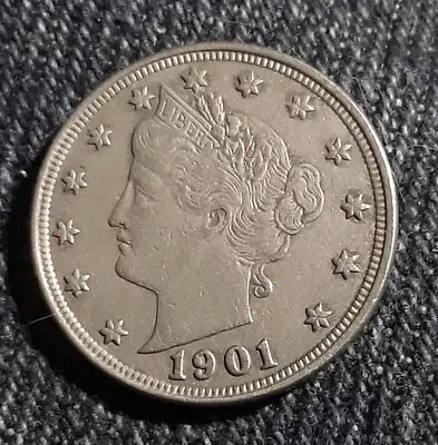 1901 Liberty V Nickel  U.S. Coin ---- Free Shipping • $32