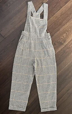 Zara Black Print/gingham Overalls Romper Jumpsuit Small • $9.99