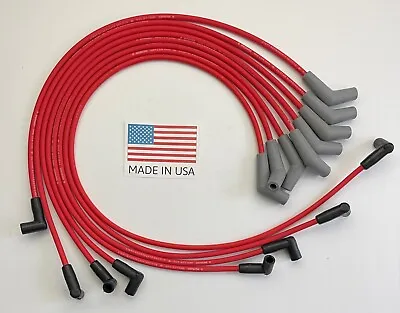 BBC CHEVY 396-427-454-502 HEI RED 8mm Spiral Core SPARK PLUG WIRES 45 DEGREE END • $54.95