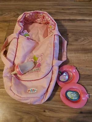 Baby Born Lot Zapf . Doll Carrier Pacifiers And Plates And Bottle • $40