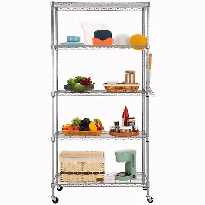 Heavy Duty Shelving 5 Tier Metal Racking Storage Shelves Adjustable + 4 Wheels • £49.99