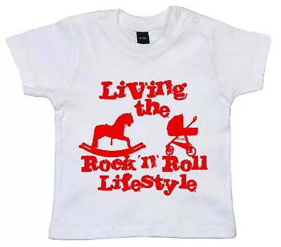 Funny Baby T-Shirt  Living The Rock N Roll Lifestyle  Boy Girl Clothes • £10.95