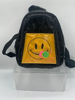 Vintage BACKPACK Black Smiley Happy Face  1990s • $34.90