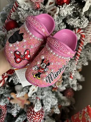 Bedazzled Minnie Mouse Pink Crocs • $120