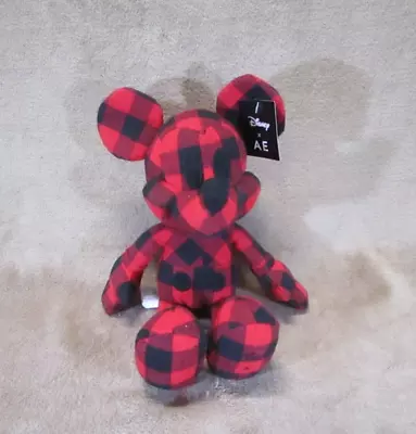 Disney Red Black Checkered Mickey Mouse X AE American Eagle Stuffed Plush Toy • $9.99