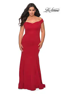 La Femme Off The Shoulder Gown Plus Sz 18W Red • $123.20