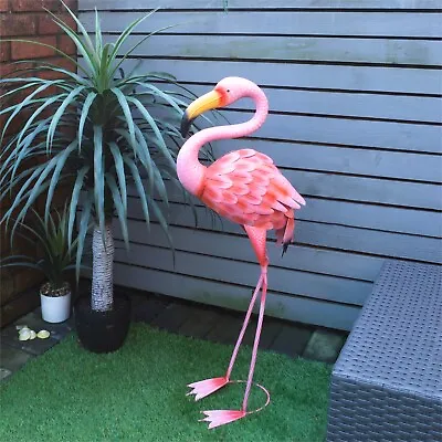 Garden Metal Flamingo Ornament 89cm Pink Tropical Vibe Lawn Ponds Parties Party • £29.99