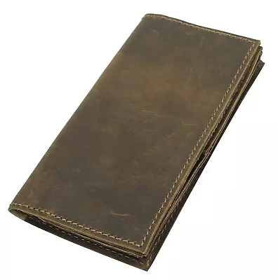 Vagarant Vintage 7.5  Full Leather CEO Checkbook Cash Card Bifolder Wallet A598 • $39