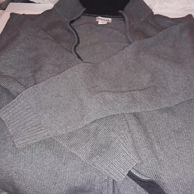 Haggar Men's Charcoal Grey Sweater Full Zip Mock TurtleNeck Knit Size Large • $9.80