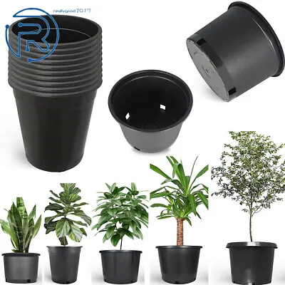 1/2/3/5/7/10/20/25 Gallon Black Plastic Plant Flower Pot Nursery Containers • $131.39