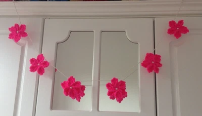 £1.99 • Buy Crochet Pink Flowers Wedding Conservatory Camper Van Nursery Bunting Garland
