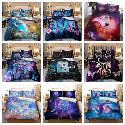 Wolf Animal Quilt Doona Duvet Cover Set Single Queen King Size Bed Pillowcase AU • $35.99