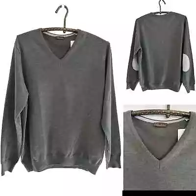 Stenstroms V-Neck Merino Wool Elbow Patches Sweater Lightweight XXL  • $35