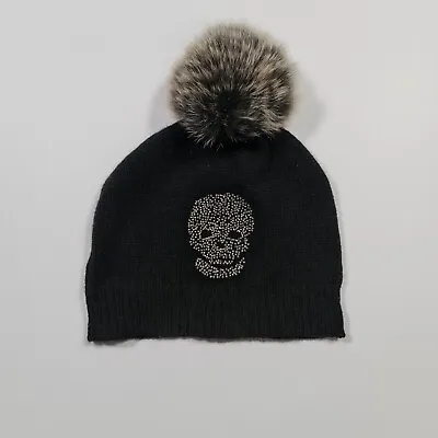 £34.99 • Buy Skull Cashmere Womens Bobble Beanie Black Cashmere Knit Hat One Size