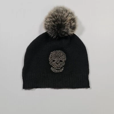 £29.74 • Buy Skull Cashmere Womens Bobble Beanie Black Cashmere Knit Hat One Size