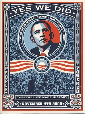 Vintage 2008 OBAMA YES WE DID  4.5 X 6 Inch Campaign Sticker By Shepard Fairy  • $3.19