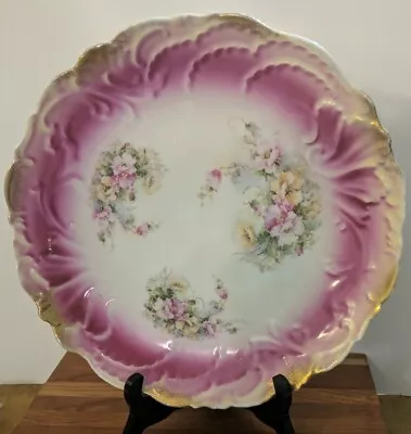 Vintage Hand Painted 11  1/2  Floral Plate Scalloped Edge W/Gold Trim • $35.80