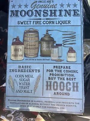 Moonshine Metal Sign Beer Corn Liquor Whiskey Bourbon Hooch Hooch 8x12 • £5.78