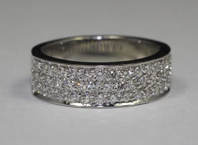 £1229.66 • Buy 14k White Gold Three Rows White Round Diamond Band .77ct H-Si1 Ring Size 6.25
