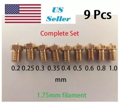 9 PCS 3D J-head Nozzle For 1.75 Filament V6 Hotend Extruder Reprap Printer Parts • $10