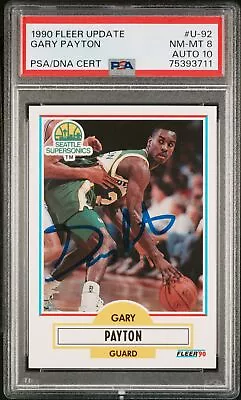 1990 Fleer Update #u-92 Gary Payton Rc Hof Psa 8 Dna Auto 10 • $51.32