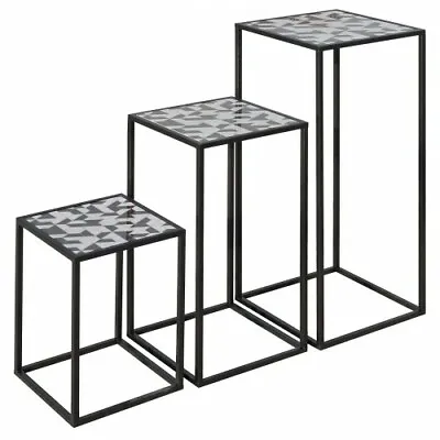 Nest Of Three Tall Tables (Set Of 3) - Geometric Top • £130