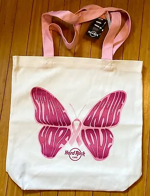 2023 Hard Rock Cafe Pinktober Breast Cancer Awareness Butterfly Canvas Tote Bag • $27.99