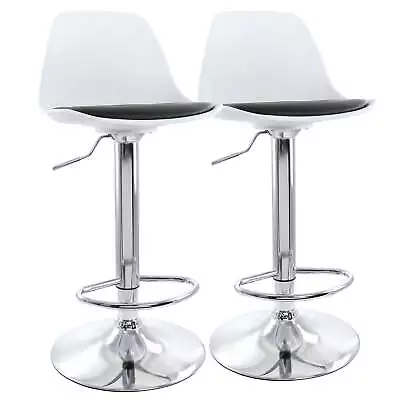 Elama 2 Piece Adjustable Bar Stool In Black And White With Chrome Base • $173.30