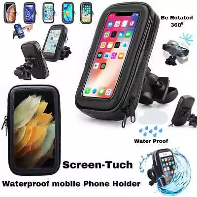 Waterproof  360° Motor Bike Bicycle Phone Stand Case Mount Holder For All Mobile • £7.89