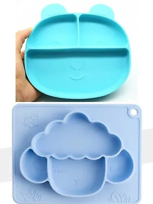 Set Of 2 Silicone Suction Plate Kids Feeding  Bowl Toddlers Weaning BPA Free • £7.99