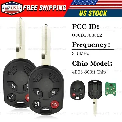 2/4pcs Replacement For 2008 2009 2010 2011 2012 Ford Escape Key Fob Remote • $16.65
