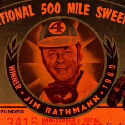  Indy 500 1960 Ticket Stub -  500 Mile Intl. Sweepstakes  $2 Adm.  • $44.99