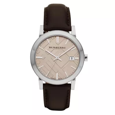 Burberry Men's Watch The City Check Champagne Brown BU9011 • $208.37