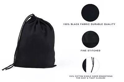 Black Cotton Reusable Produce Muslin Bags –Multipurpose Pouch Holiday Bag Sack • $5.99