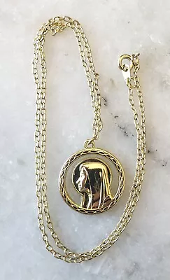 Gold Tone Virgin Mary Madonna Pendant Necklace  • $5.95