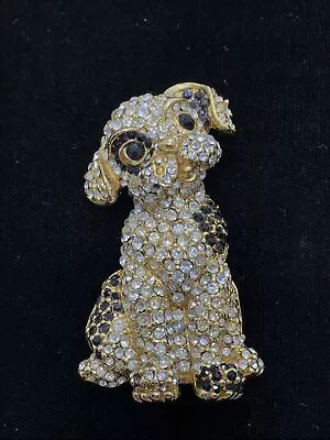 Vintage  High End  Gold Tone   Rhinestone  Dalmation Puppy    Brooch Pin • $19.99