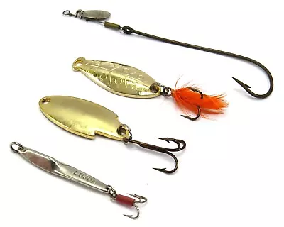 Lujon Pflueger Etc. Vintage Metal Spoon Jig & Spinner Fishing Lures Lot Of 4 • $21.97