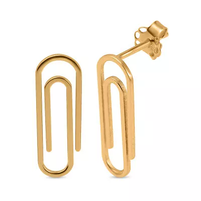 TJC 9ct Yellow Gold Paper Clip Drop Earrings For Women With Push Back • £118.99