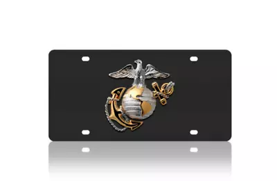 Stealth Black Premium Carbon Steel License Plate 3D United States Marine Corps • $39.95