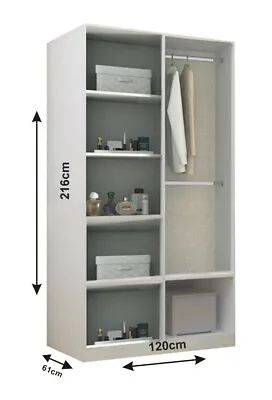 Modish Lyon Sliding Door Wardrobe Cabinet Bedroom In 5 Sizes And 4 Colors  • £324
