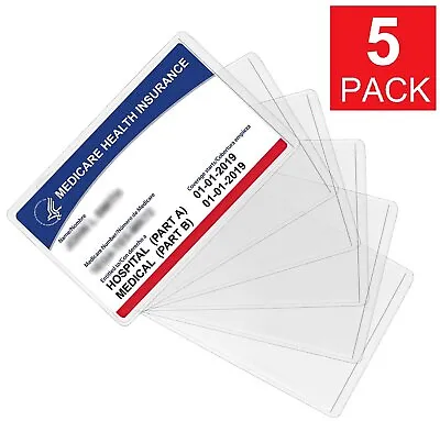 5-Pack Medicare Holder Protector Sleeves Clear PVC For Credit Card Business Card • $4.05